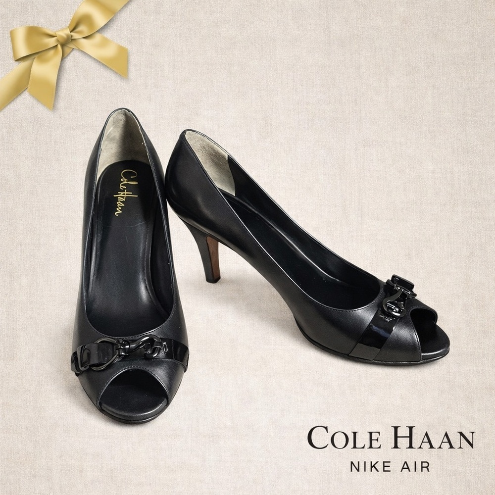 Cole Haan Nike Air Black Leather Pumps 4” Heel 9.5C